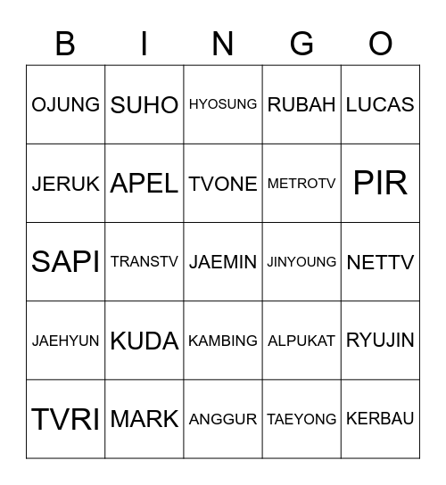 TORIKKU BINGO Card