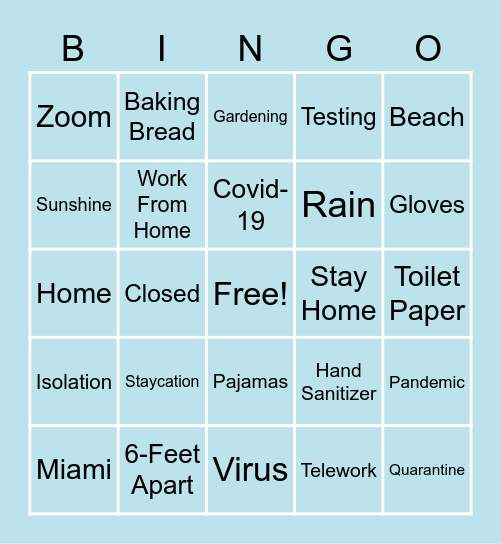 Staycation Bingo Card
