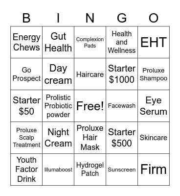 Neora Bingo Card