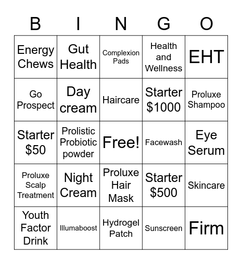 Neora Bingo Card