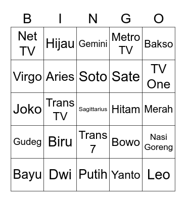 Bingo Gopay Bingo Card