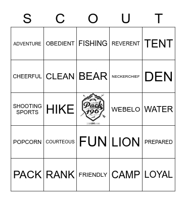 Cub Scout Bingo Card