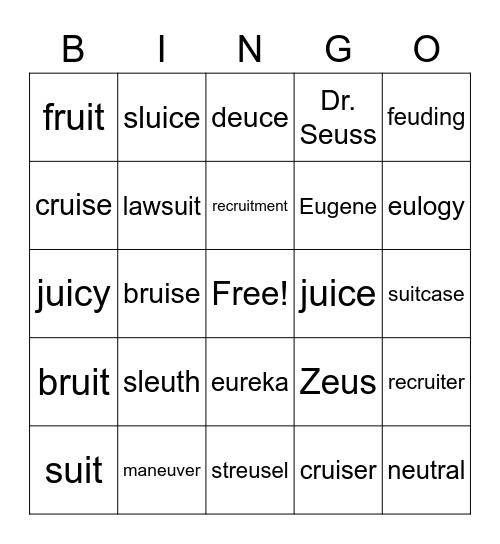 ui, eu Bingo Card