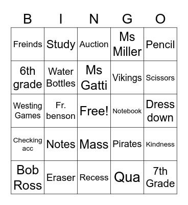 End Of The Year Bingo Card