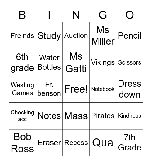 End Of The Year Bingo Card