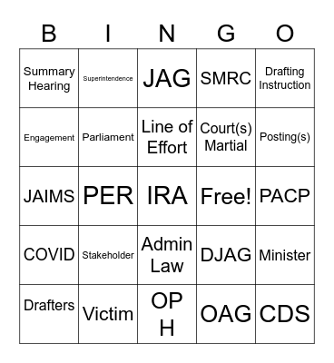 MJ POL Meeting Bingo Card