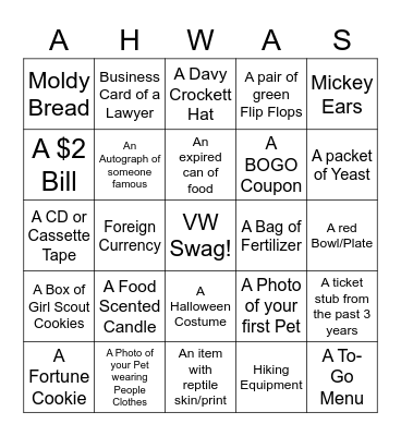 Quarantine AHWAS Bingo Card