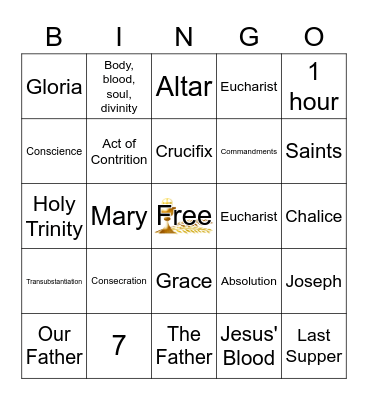 FIRST COMMUNION Bingo Card