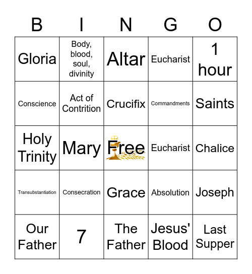 FIRST COMMUNION Bingo Card