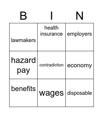 Essential Worker Bingo Card