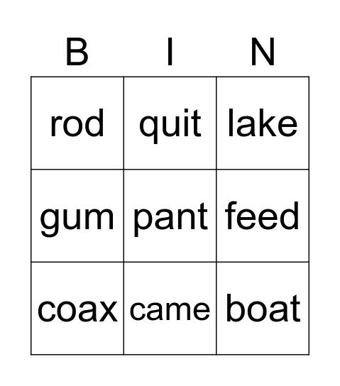 Phonics 2 p.7 Bingo Card