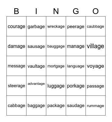 -age Bingo Card