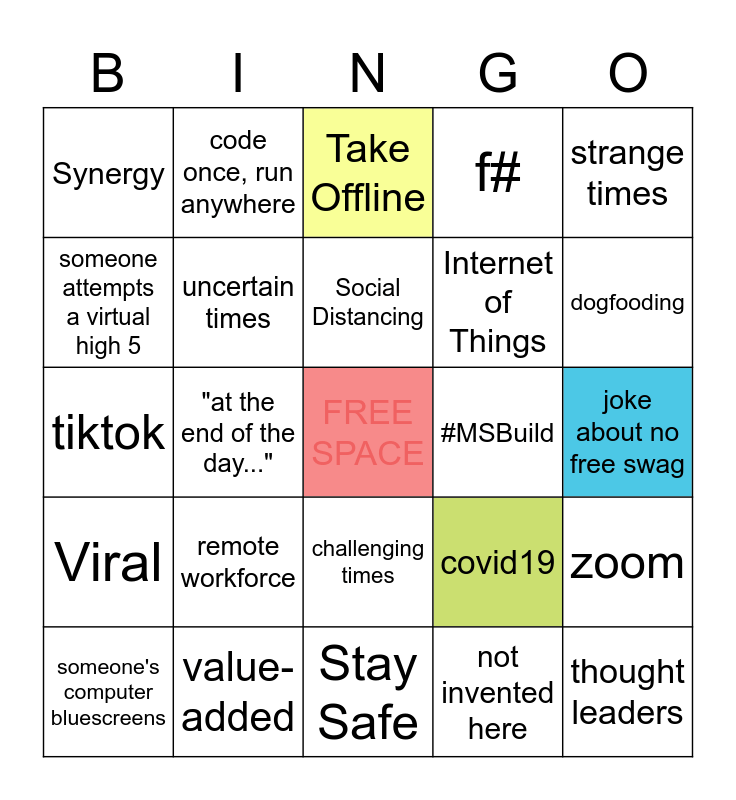 MS Build 2020 Bingo Card