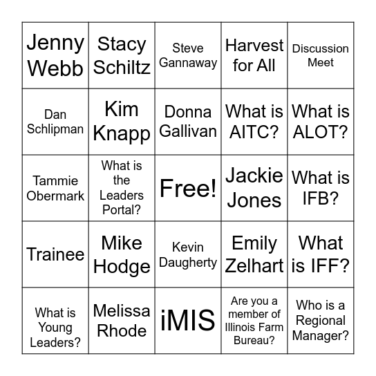 Member Services Public Relations Bingo Card