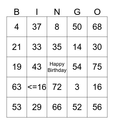 Happy 70th Birthday Lira Bingo Card