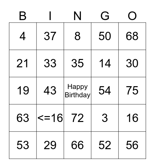 Happy 70th Birthday Lira Bingo Card