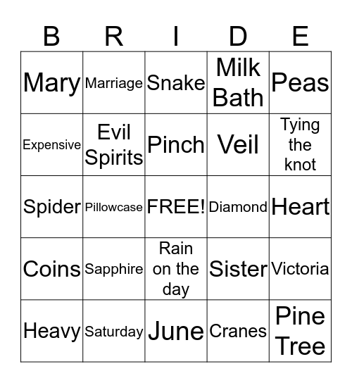 Brittany's Bridal Shower Bingo! Bingo Card