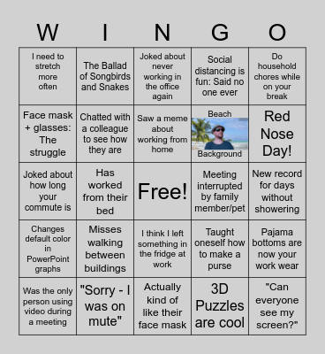 WAG Remote Work Bingo Card