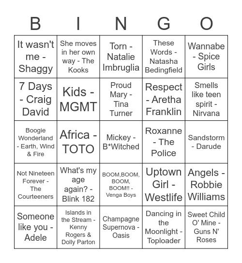 BANGER BINGO Card