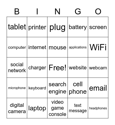 C8 - Technology Tools (English) Bingo Card