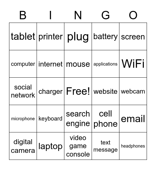 C8 - Technology Tools (English) Bingo Card