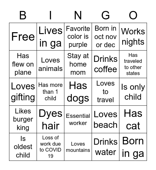 Stephs 1st Bingo Card