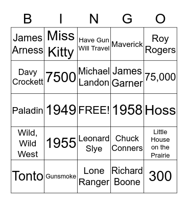 Western Bingo Card