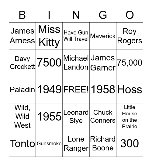 Western Bingo Card