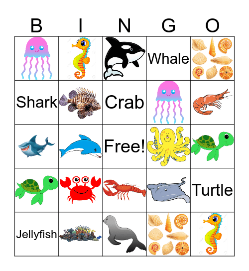 Ocean Animals Bingo Card