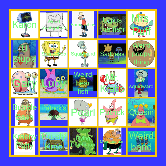 Spongebob Bingo Card