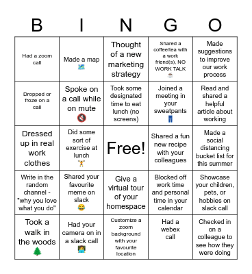 WoodsCamp Bingo Card