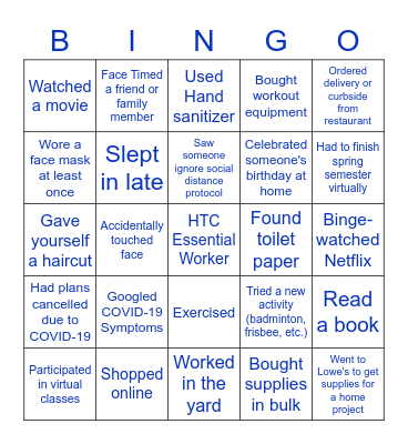Intern Orientation Bingo (COVID-19 Edition) Bingo Card