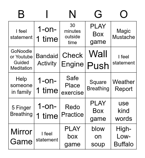 J's Bingo Card Challenge Bingo Card