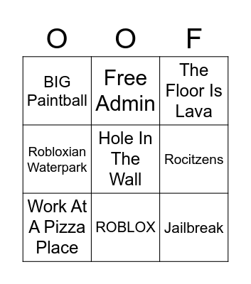 ROBLOX BINGO Card