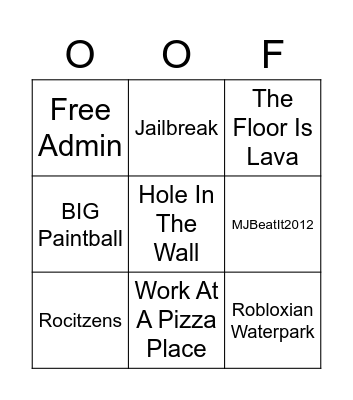 ROBLOX BINGO Card