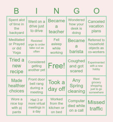 Working from Home with AAP BINGO Card