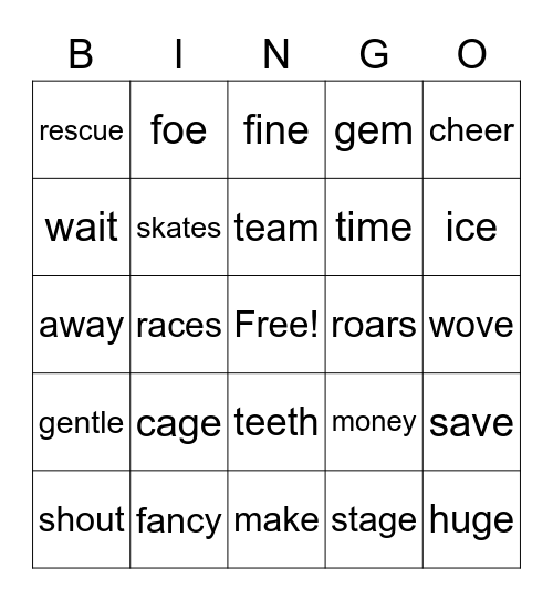 Phonics Bingo Card