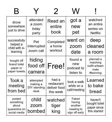 Bring Yourself to Work Bingo Card