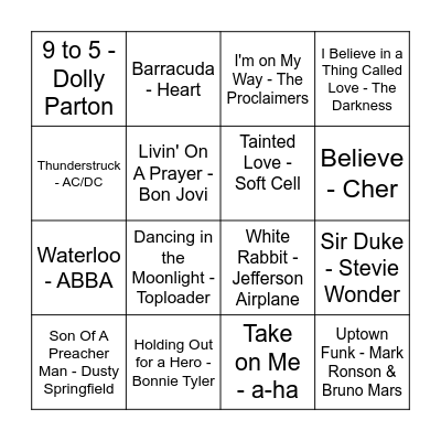 Music Bingo! Bingo Card