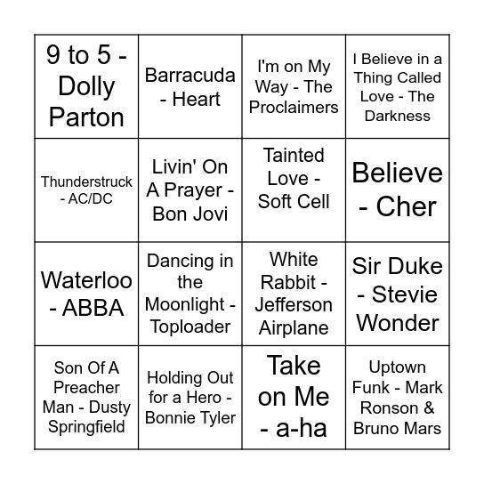 Music Bingo! Bingo Card