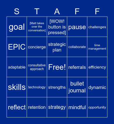 Staff Meeting Bingo Card
