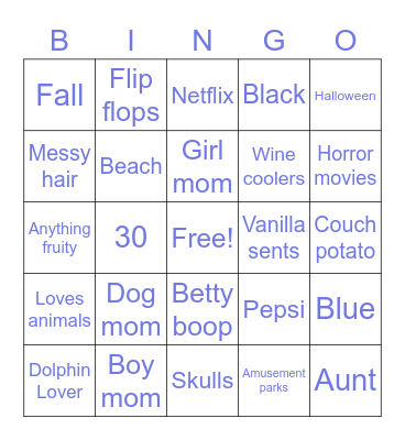 A little about me Bingo Card