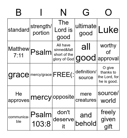 -Omnibenevolence Bingo- Bingo Card