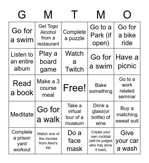 GMTM Sports Bingo Card
