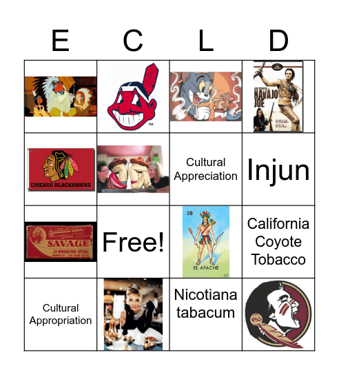 Stereotypes and Tobacco Bingo Card
