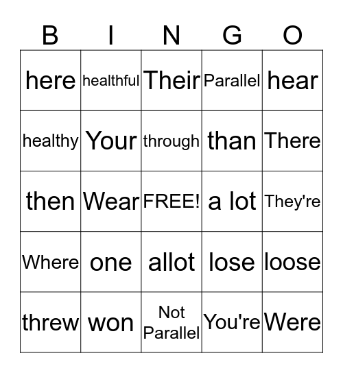 CCW 26-41/Parallelism Bingo Card