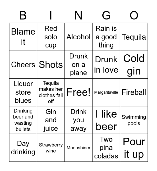 Drinkin’ Bingo Card