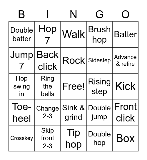 Irish Dance Bingo Card