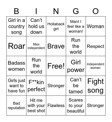 Girl power Bingo Card