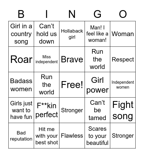 Girl power Bingo Card
